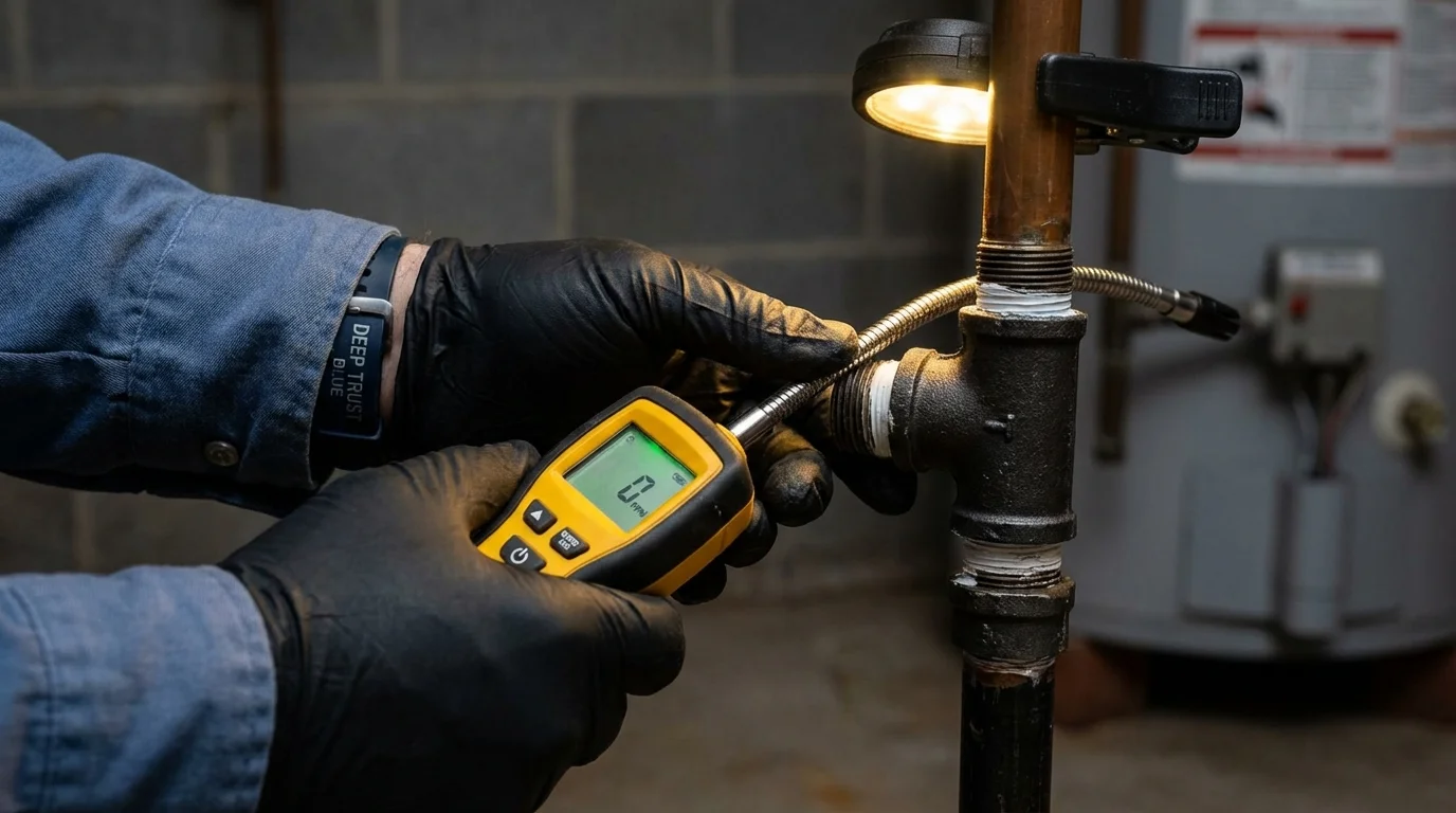 Gas leak detection with electronic sniffer by Johns Plumbing LLC in Doniphan