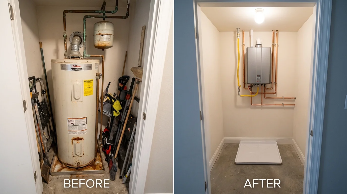 Tank water heater versus wall-mounted tankless unit comparison for Doniphan, MO homeowners
