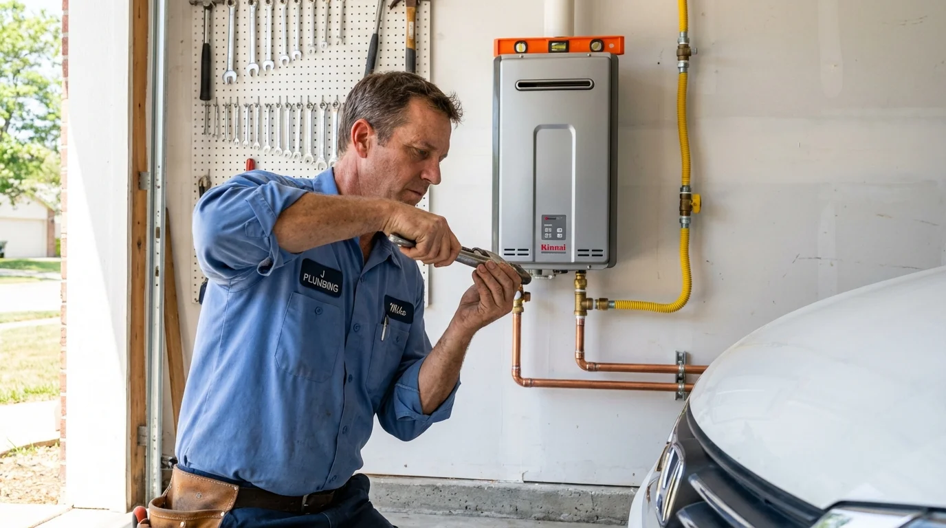 Tankless water heater installation by a Johns Plumbing LLC plumber in Doniphan